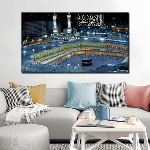 Led Light Up Mecca Canvas - Islamic Art UK