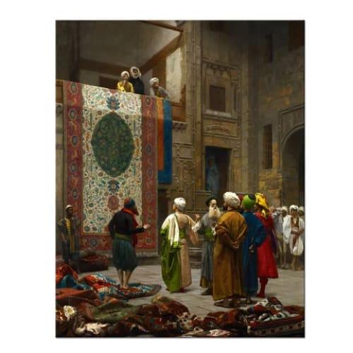Carpet Market Scene Real Painting - Islamic Art UK