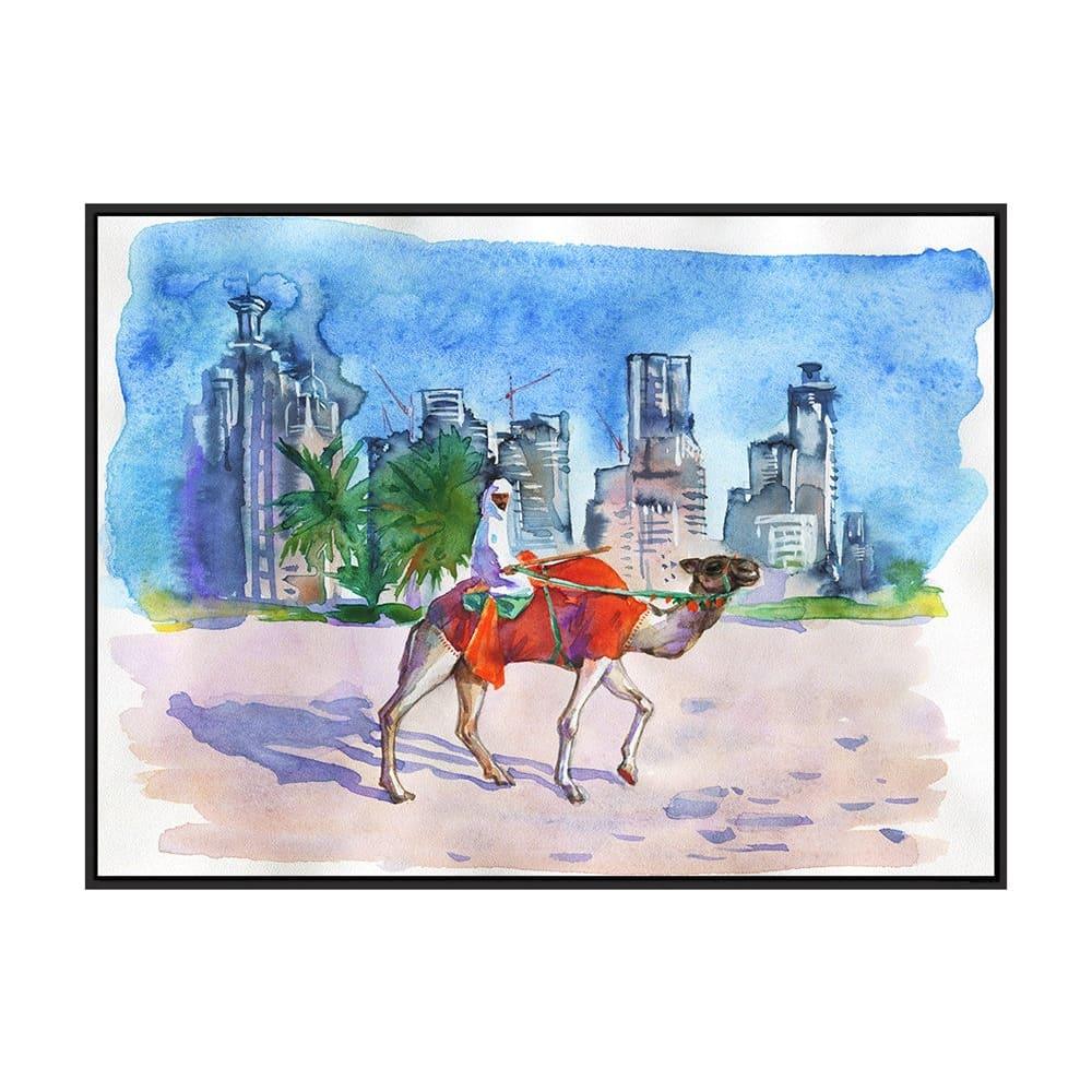 Dubai Camel Scene Canvas Print - Islamic Art Ltd